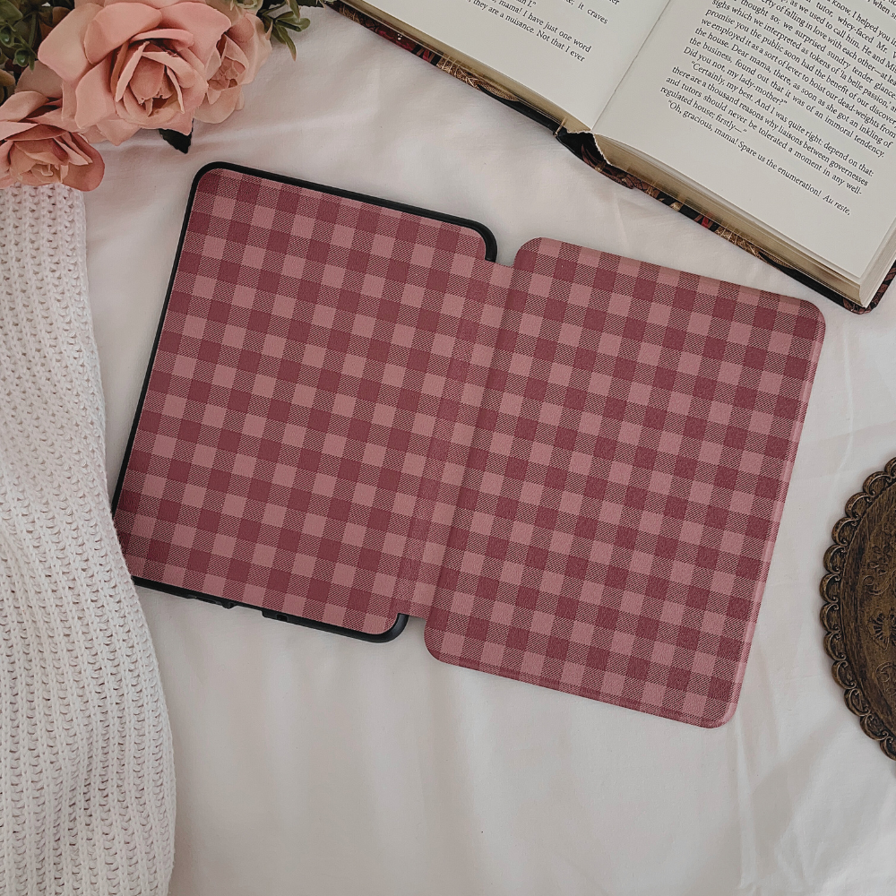 gingham blush kindle case